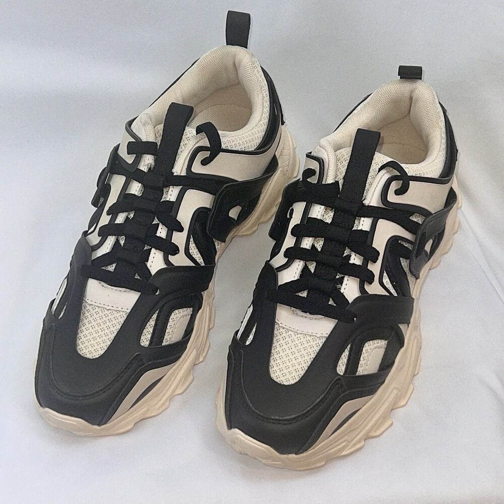 ASOS Design Chunky Sneakers Men US 11 EU 42 Black Cream Trainer Shoes NWOB